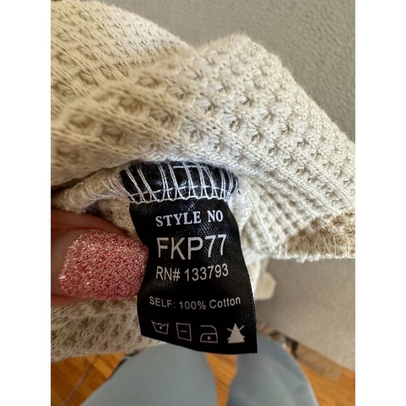 POL Track Suit Hoodie Oversized Waffle Knit Crop Top Hooded Pants - Picture 6 of 16